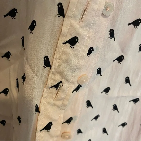 4/$25 Talbots Rose Blouse with Black Birds - Picture 5 of 6